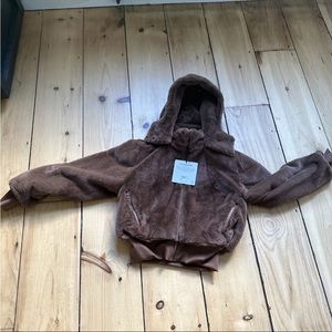 Alo Yoga Nwt Faux Fur Foxy Jacket Chocolate